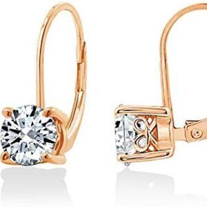 Platinum-Plated Sterling Silver Infinite Elements Zirconia Leverback Earrings